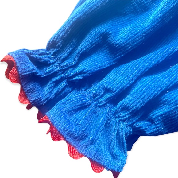 Blue Soft Corduroy Christmas Holly Penguin Santa Smock Dress 9 Month - Picture 9 of 11